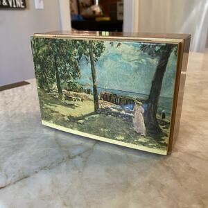 Vtg 1980s Reuge Jewelry Music Box "Love Story” Red Velvet Interior Italy Swiss